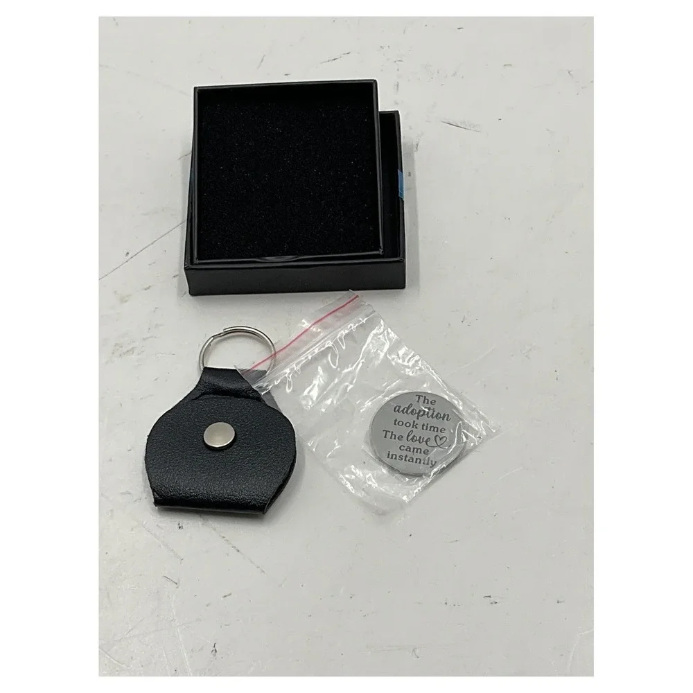Unbranded Adoption Pocket Hug Keepsake Token Keychain with Faux Leather Pouch Bo